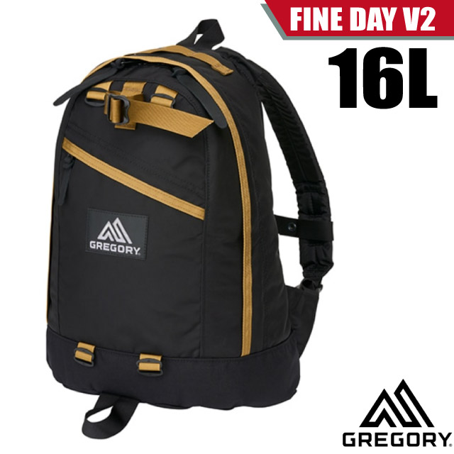  【GREGORY】 FINE DAY V2 日用雙肩休閒後背包16L(雙向拉鍊設計)137539-1051 黑/棕色✿30E010